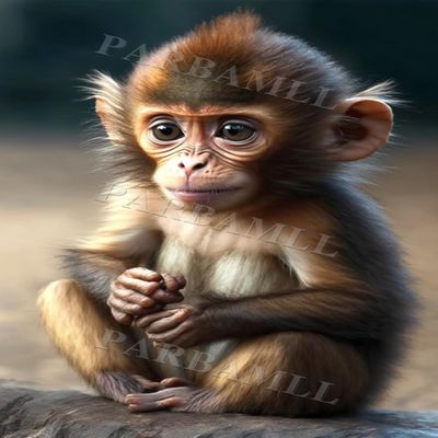 Cute Monkey Animals Diamond Painting, Diamond Painting Kits Embroidery 5D Full Diamond Paste Craft, Suitable for Family Interactive Home Decor Room Decor or Holiday Gifts-20X20Inch