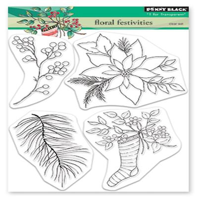 Penny Black 31-008 Floral Festivities Clear Stamp Set