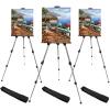 RRFTOK Art Painting Display Artist Easel Stand,Aluminum Metal Tripod Adjustable Easel for Painting Canvases Height from 17 to 66 Inch,Carry Bag for Table-Top/Floor Drawing and Displaying(3pack). view 1