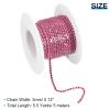 uxcell 5.5 Yards Crystal Rhinestone Chain, 3mm Sew on Close Claw Chain Trim for DIY Jewelry, Clothing, Bags, Shoe Decoration, Silver Bottom, Rose Red view 2