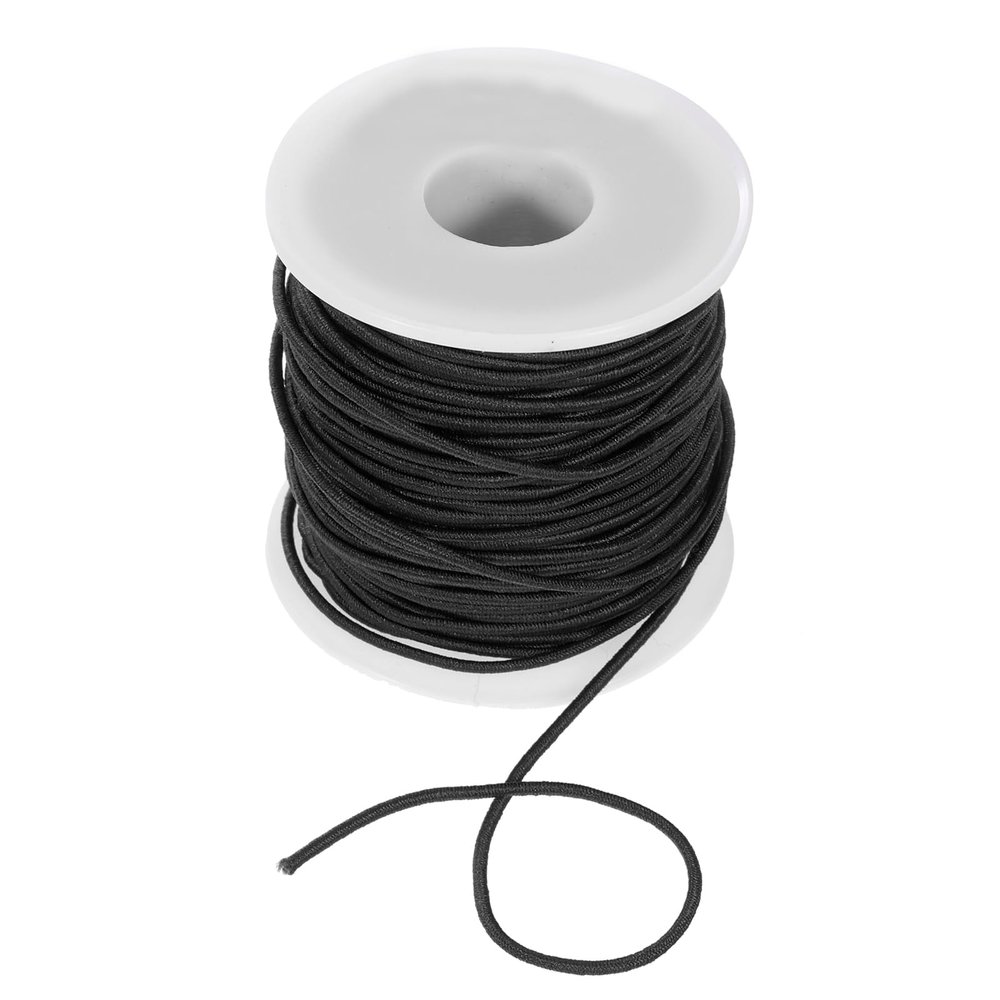 uxcell 1.5mm Elastic String Cord Elastic Thread Beading String Cord for Jewelry Making Necklace Bracelet Beading, 54 Yards Black