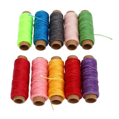 QANYEGN 10pcs Waxed Thread Cord, 50m 150D Portable Compact Sewing Wax Thread, Fit for Hand Sewing Leather Book Binding, 10 Colors