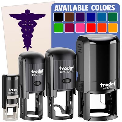 Staff of Hermes Silhouette Caduceus Medical Symbol Self-Inking Rubber Stamp Ink Stamper for Stamping Crafting Planners - 1 Inch Medium - Lime Green Ink