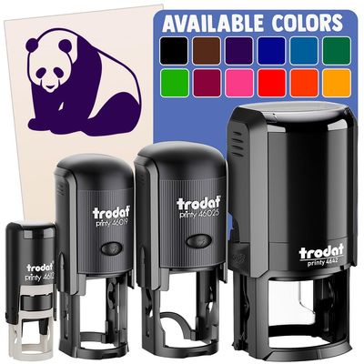 Cute Giant Panda Bear Sitting Self-Inking Rubber Stamp Ink Stamper for Stamping Crafting Planners - 1 Inch Medium - Lime Green Ink