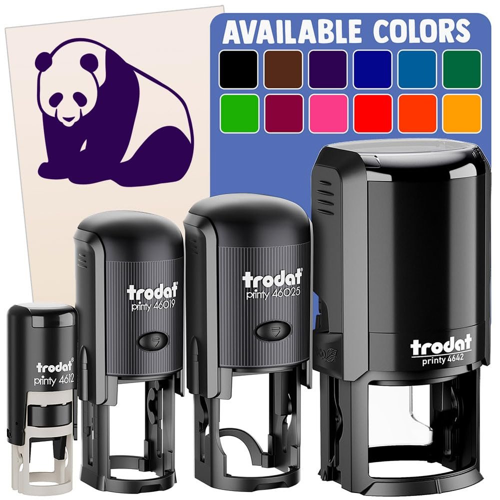 Cute Giant Panda Bear Sitting Self-Inking Rubber Stamp Ink Stamper for Stamping Crafting Planners - 1 Inch Medium - Lime Green Ink