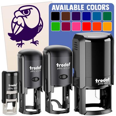 Cute and Grumpy Bald Eagle Self-Inking Rubber Stamp Ink Stamper for Stamping Crafting Planners - 1 Inch Medium - Green Ink