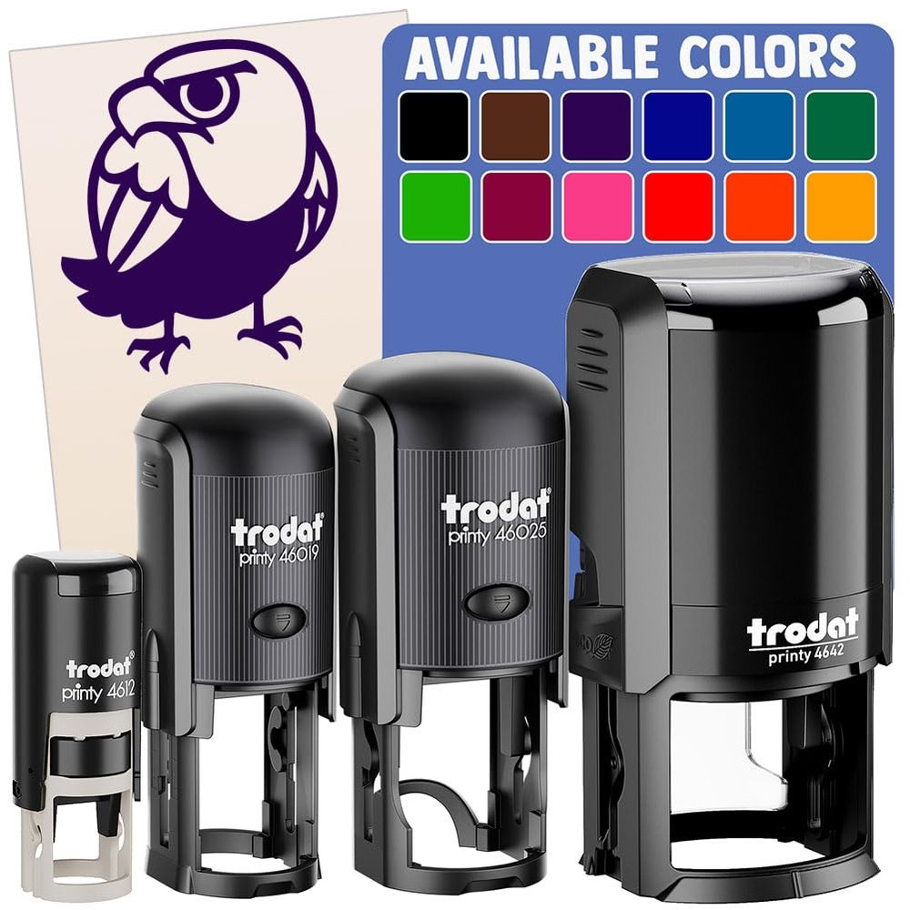 Cute and Grumpy Bald Eagle Self-Inking Rubber Stamp Ink Stamper for Stamping Crafting Planners - 1 Inch Medium - Green Ink