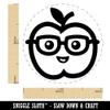 Cute Kawaii Apple Smart with Glasses Self-Inking Rubber Stamp Ink Stamper for Stamping Crafting Planners - 1 Inch Medium - Yellow Ink view 2