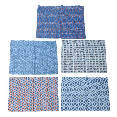 5pcs Snowflake Printed Fabric Yarn Weave DIY Handcraft Sewing Fabric for Purses Quilting Patchwork, 19.7x19.7in