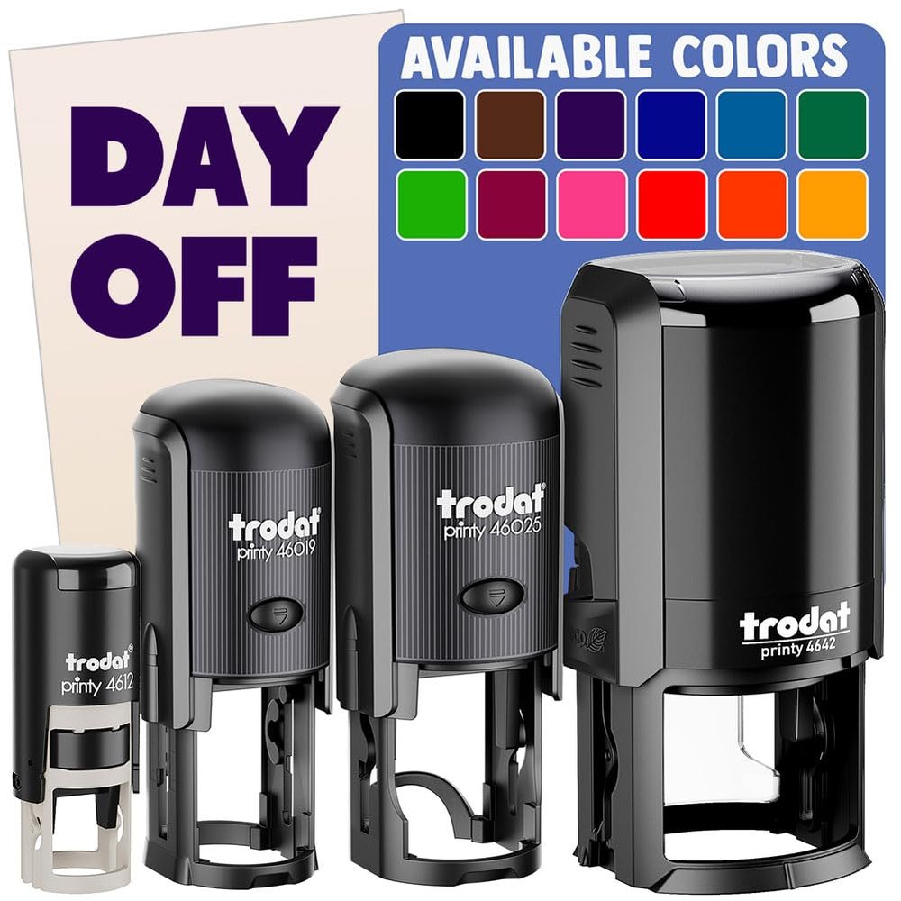 Day Off Bold Text Self-Inking Rubber Stamp Ink Stamper for Stamping Crafting Planners - 1 Inch Medium - Purple Ink
