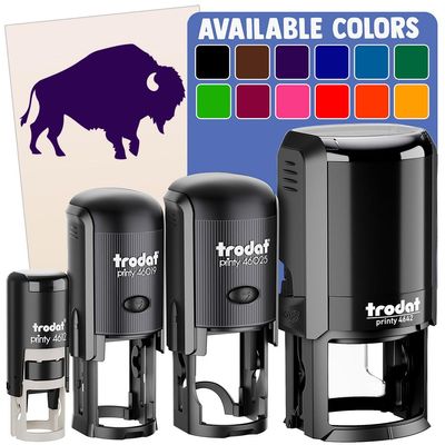 American Bison Buffalo Silhouette Self-Inking Rubber Stamp Ink Stamper for Stamping Crafting Planners - 1 Inch Medium - Green Ink