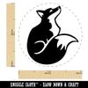 Sitting Fox Looking Up Self-Inking Rubber Stamp Ink Stamper for Stamping Crafting Planners - 1 Inch Medium - Sky Blue Ink view 2