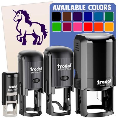 Elegant Majestic Mythical Unicorn Self-Inking Rubber Stamp Ink Stamper for Stamping Crafting Planners - 1 Inch Medium - Green Ink