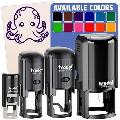 Kawaii Octopus Self-Inking Rubber Stamp Ink Stamper for Stamping Crafting Planners - 1 Inch Medium - Fuchsia Ink