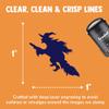 Witch Flying on a Broomstick Halloween Self-Inking Rubber Stamp Ink Stamper for Stamping Crafting Planners - 1 Inch Medium - Purple Ink view 2