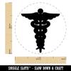 Staff of Hermes Silhouette Caduceus Medical Symbol Self-Inking Rubber Stamp Ink Stamper for Stamping Crafting Planners - 1 Inch Medium - Fuchsia Ink view 2