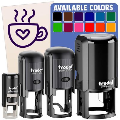 Steaming Hot Coffee Mug Cup with Heart Self-Inking Rubber Stamp Ink Stamper for Stamping Crafting Planners - 1 Inch Medium - Yellow Ink