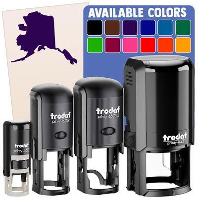 Alaska State Silhouette Self-Inking Rubber Stamp Ink Stamper for Stamping Crafting Planners - 1 Inch Medium - Brown Ink