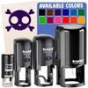 Cute Simple Skull and Crossbones Self-Inking Rubber Stamp Ink Stamper for Stamping Crafting Planners - 1 Inch Medium - Green Ink view 1