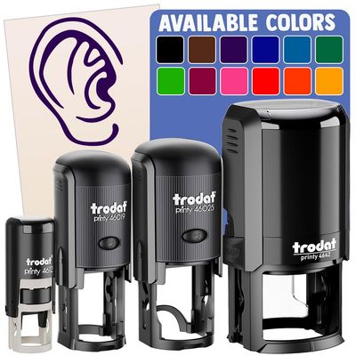 The Human Ear Self-Inking Rubber Stamp Ink Stamper for Stamping Crafting Planners - 1 Inch Medium - Purple Ink