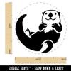 Floating Sea Otter Self-Inking Rubber Stamp Ink Stamper for Stamping Crafting Planners - 1 Inch Medium - Green Ink view 2
