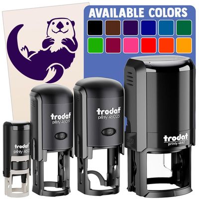 Floating Sea Otter Self-Inking Rubber Stamp Ink Stamper for Stamping Crafting Planners - 1 Inch Medium - Fuchsia Ink