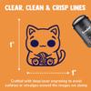 Content Kawaii Chibi Sitting Cat with Ball of Yarn Self-Inking Rubber Stamp Ink Stamper for Stamping Crafting Planners - 1 Inch Medium - Fuchsia Ink view 2