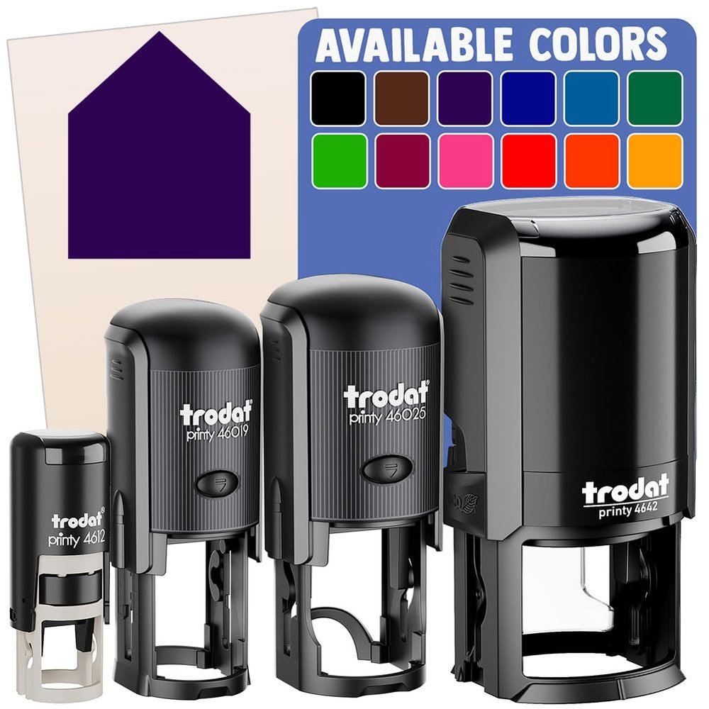 Simple House Solid Self-Inking Rubber Stamp Ink Stamper for Stamping Crafting Planners - 1 Inch Medium - Purple Ink