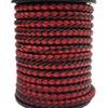 shapesbyX 3 Yards Uncut 5mm Diameter Round Braided Bolo Cords Regenerated Leather Strap for Bracelet Making or Jewelry Beading Black Red view 1