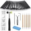 Leather Stamping Tools, Leather Carving Tool Kit with Leather Scriber Pen, Leather Working Hammer and Tracing Paper, for Leather Carving Working view 1