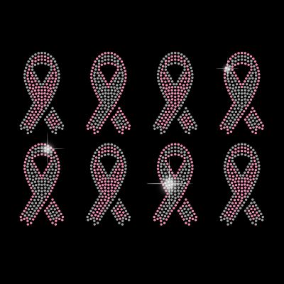 SUPERDANT 8pcs Iron on Rhinestone Pink Ribbons Heat Transfer for Breast Cancer Awareness T-shirt Crystal Decor Clear Bling DIY Patch Clothing Repair Hot Fix Applique for Clothing Vest Shoes Hat Jacket