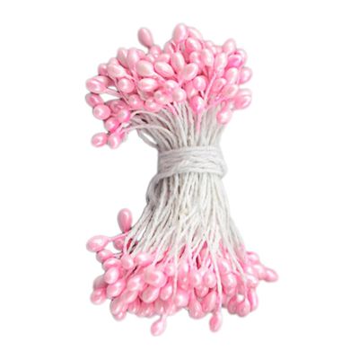 ECYC 900 Pcs 3mm Mini Flower Stamen, Pearl Double Heads Flower Stamen Pistil Artificial Floral Stamen for DIY Crafts,Light Pink