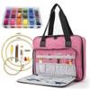 ATTERET Full Range Embroidery and Cross Stitch Starter Kit with Premium Storage Organizer Bag, Includes 99 DMC Coded Cotton Threads, 9 Metallic Floss, 3 Hoops, Needles, Scissors + More (Pink) view 1