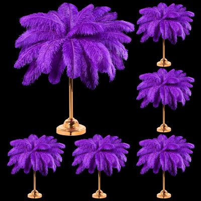 Yuxung 80 Pcs Large Ostrich Feathers 14-16 Inch Natural Plumes for Wedding Centerpieces, 1920s Party DIY Crafts Home Decor(Purple)