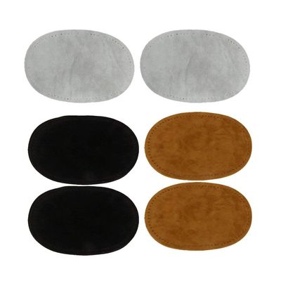 Sew On Knee Patches, 3 Pairs Oval Elbow Suede Sweater Trousers Repair Patches Craft Supply Sewing Appliques (Black+Grey+Camel)