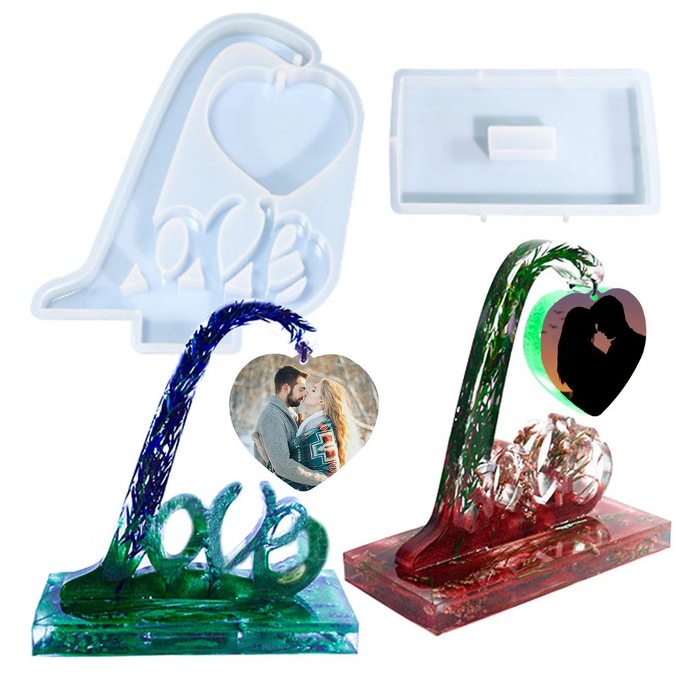 Large Picture Frame Resin Molds, Love Letter Heart Silicone Molds for Epoxy Resin, Unique Heart and Stand Epoxy Casting Mold for DIY Photo Frame Art Craft Table Home Decor Wedding Gifts