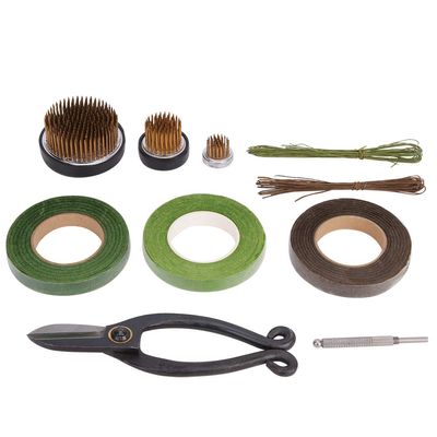Floral Arrangement Kit, 10 Pieces Flower Tools Include Flower Kenzan, Correcting Tool, Floral Tape, Iron Wire and Scissor, Flower Arrangement Decoration Fixing Tool Set