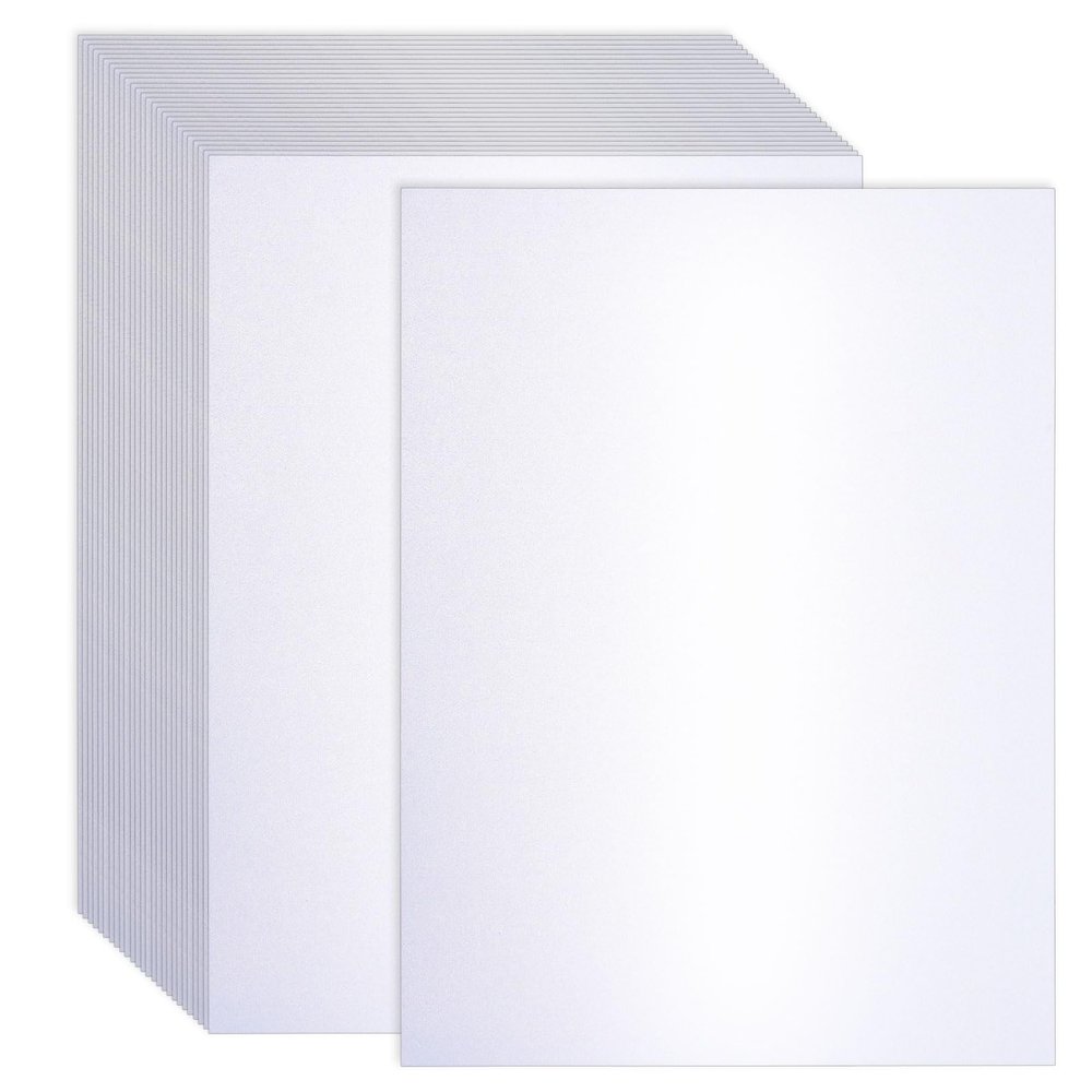 300 Sheets White Shimmer Cardstock 8.5 x 11 Inch Certificate Paper Card Stock, 250gsm/92lb Double Sided Printer Paper Pearlescent Paper for Invitations, Certificates, Crafts, DIY Cards
