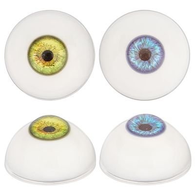 PH PandaHall 2 Pairs of 2 Colors Scary Eyeballs, 1.25 Inch Half Round Resin Craft Eyes Large Hollow Eyeballs Bear Eyes for Halloween Party Decor Art Sculptures Props Puppets Jewelry Making