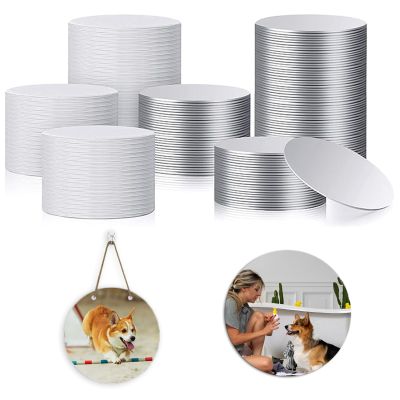 Muka 100Pcs 4.2 Inch Custom Round Sublimation Blank Aluminum Stickers Set, Aluminum Sheets Aluminum Board Heat Transfer for Picture Frame Ornament Blank Metal Sign