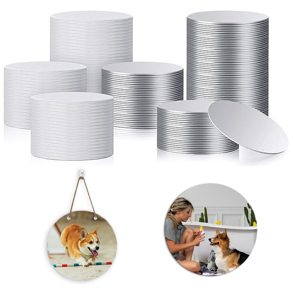 Muka 100Pcs 4.2 Inch Custom Round Sublimation Blank Aluminum Stickers Set, Aluminum Sheets Aluminum Board Heat Transfer for Picture Frame Ornament Blank Metal Sign