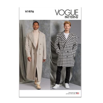 Vogue Men's Loose-Fitting Lined Coat Sewing Pattern Kit, Design Code V1976, Sizes 44-46-48-50-52