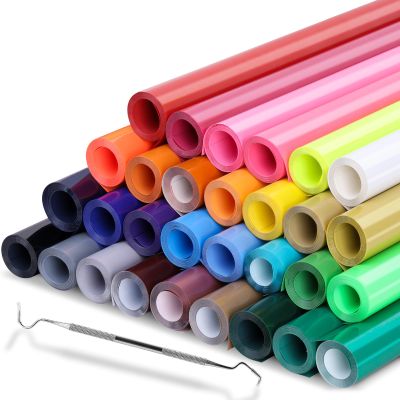 HTV Heat Transfer Vinyl Bundle - 30 Pack 12'' x 90 FT Heat Transfer Vinyl Rolls Bulk, Iron on Vinyl for Cricut T-Shirt, HTV Vinyl Bundle with 30 Assorted Colors