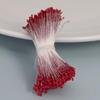 lasenersm About 1140 Pieces Matte Double Head Flower Stamen Pistil DIY Making Mini Artificial Flower Stamen Pistil Handmade Flowers Pollens Stamens for Flower Making Scrapbook Decoration, Red view 2