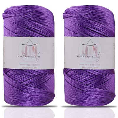 Makromecity, 2 Skeins of Polyester Macrame Cord 2mm x 250 Yards (750 feet) 2mm Polypropylene Macrame Cord for Macrame Art & Crafts for Wall Hangings, Bags, Underplate, Rug (29 Colors Available)