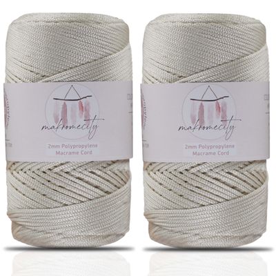 Makromecity, 2 Skeins of Polyester Macrame Cord 2mm x 250 Yards (750 feet) 2mm Polypropylene Macrame Cord for Macrame Art & Crafts for Wall Hangings, Bags, Underplate, Rug (29 Colors Available)