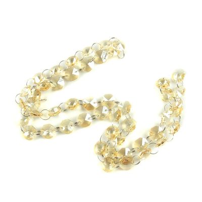 10m/50m Gold Champagne Glass Beads Crystal Chandelier Lamp Octagon Chain Garlands Wedding &/Party Decor - (Size: 10 Meters)