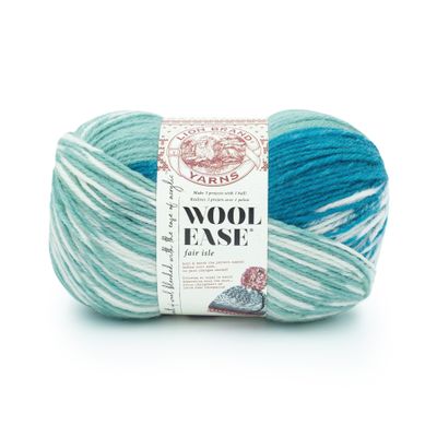 Lion Brand Yarn Wool Ease Fair Isle, Yarn for Knitting, Light Aqua/Turquoise, 1 Pack