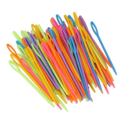 Large Eye Plastic Needles 100Pcs Tapestry Knitting Sewing Needles Bright Colors Sweater Needles Tools Bags Crocheting Yarn Tailoring Needles Stitching Needles Sewing Pins Yarn