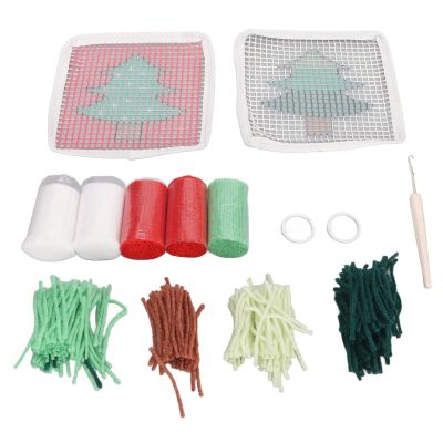 Kuuleyn Latch Hook Kit,Crochet Rug Kit,Cute Christmas Tree Pattern DIY Crochet Cup Mat Soft Comfortable Colorful Latch Hook Rug for Household Christmas Gift(5.5x5.5in)
